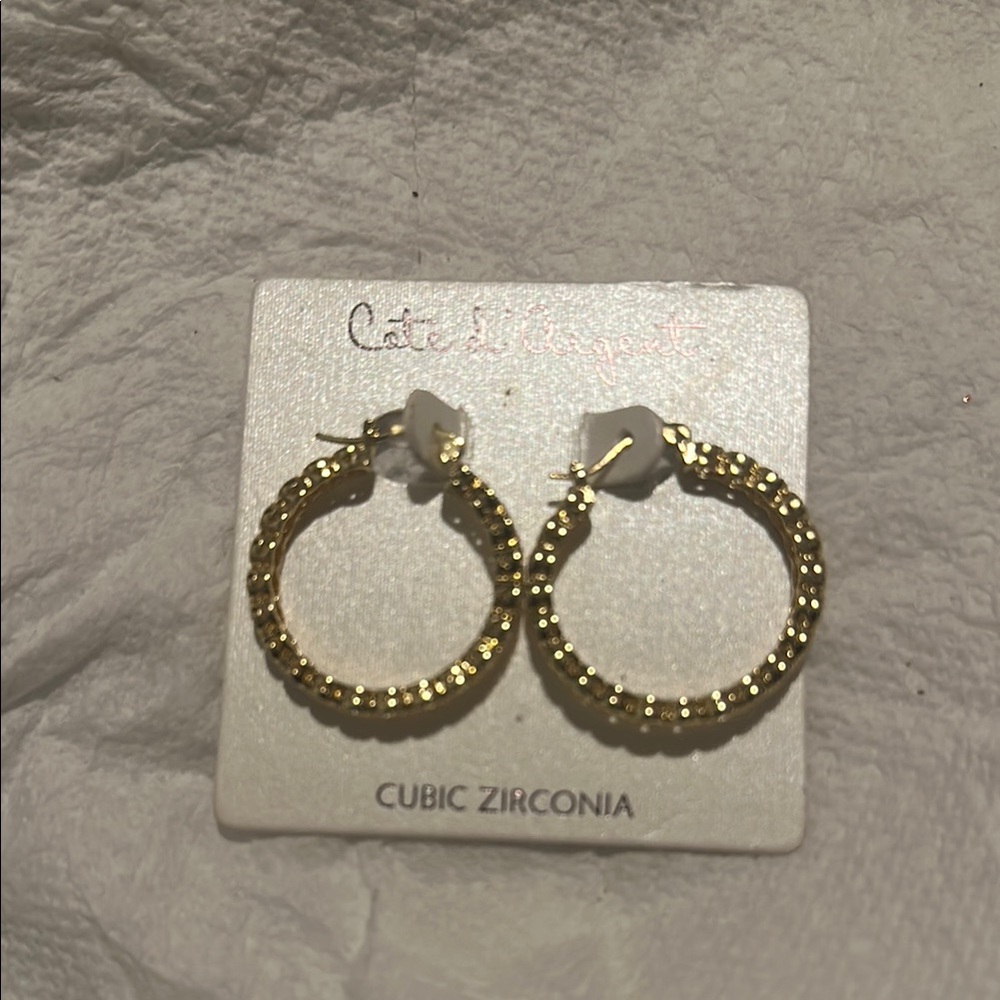 Chic Gold Hoop Earrings with Cubic Zirconia